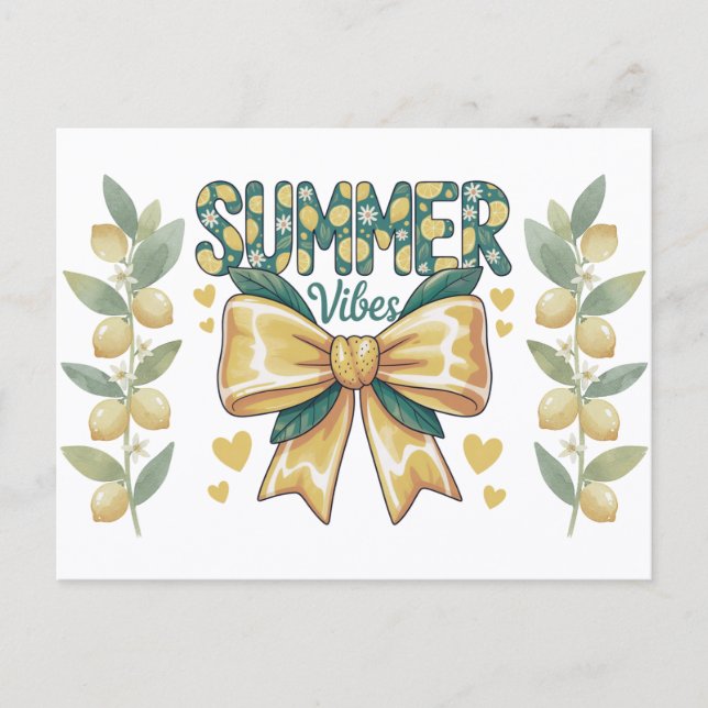 Preppy Lemons Summer Vibes Postcard (Front)