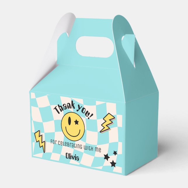 Preppy Light Blue Y2K Retro Birthday Favor Box (Front Side)