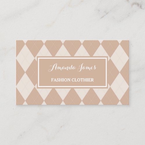 Preppy Light Brown Argyle Pattern Fashion Clothier Business Card