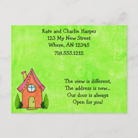 Preppy Lime Green And Pink New Address Moving Card