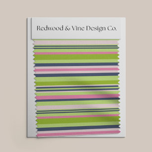 Preppy Lime Green, Pink and Navy Stripe Fabric
