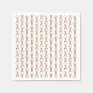 Preppy Little Pink Bow Baby Shower Girl Rabbit Napkins