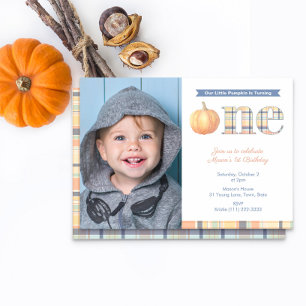 Preppy Little Pumpkin 1st Birthday Party Invitation