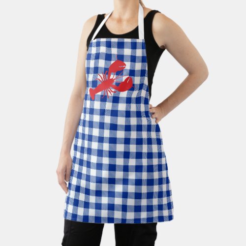 Preppy Lobster Bake Buffalo Plaid Grill Cook Apron