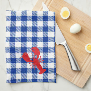 Preppy Lobster Bake Buffalo Plaid Grill Cook Kitchen Towel