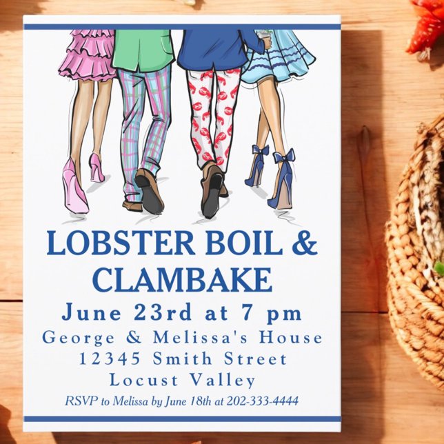 Preppy Lobster Boil & Clambake Coastal Couples   Invitation (Creator Uploaded)