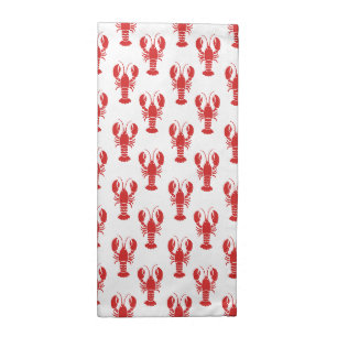Preppy Lobster - Red & White  Cloth Napkin