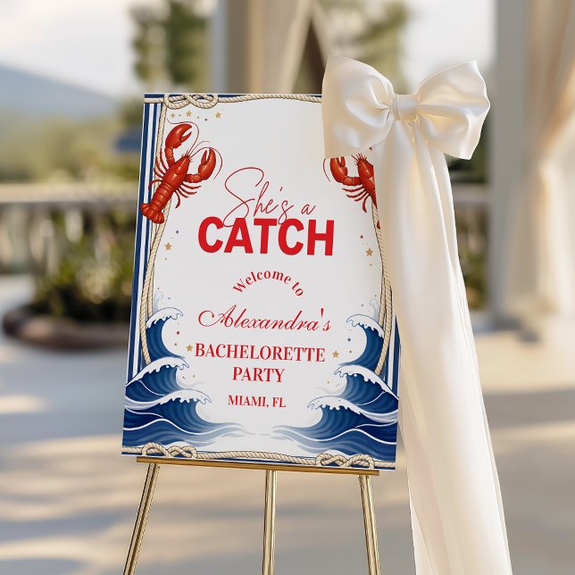 Preppy Lobster Seaside Bachelorette Party Foam Board (Creator Uploaded)