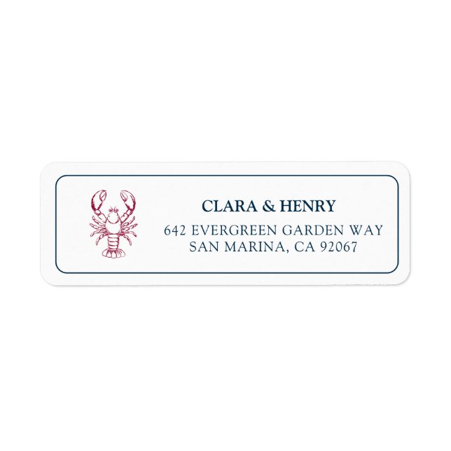 Preppy Lobster Wedding Return Address Label (Front)