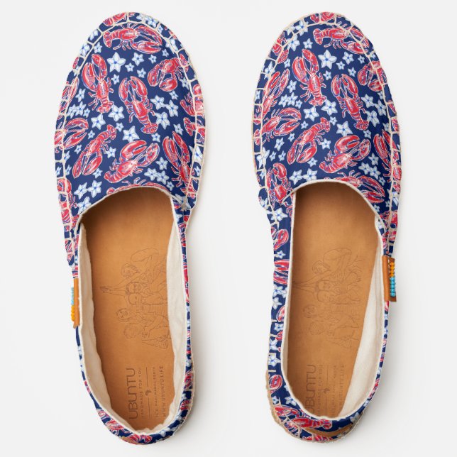 Preppy Lobsters Flowers Navy Red Afridrilles (Front)