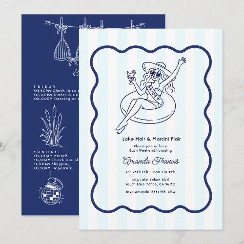 Preppy Love on the Lake Bachelorette Weekend Invitation