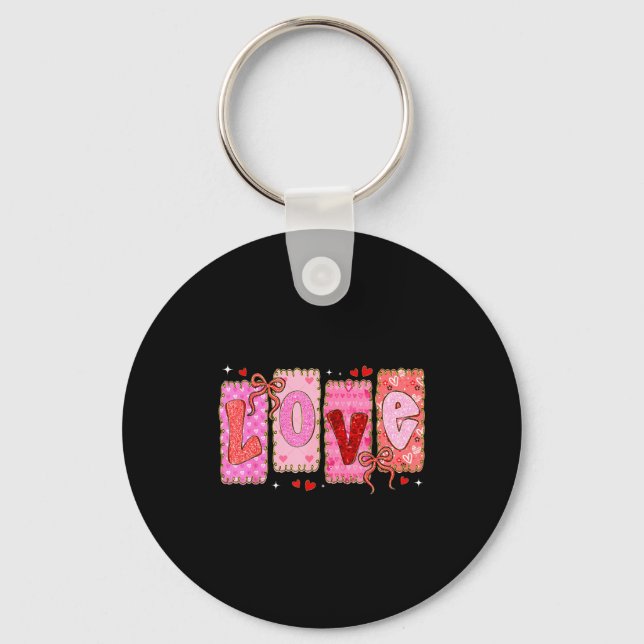 Preppy Love Valentine Nk Coquette Bow Girl Women K Keychain (Front)