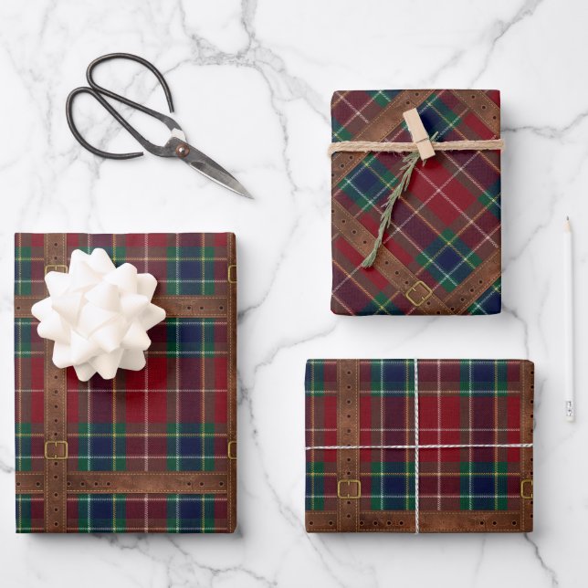 Preppy Lux Christmas Plaid II Wrapping Paper Sheets (Front)