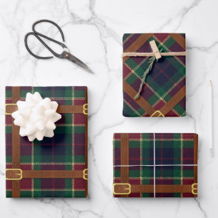 Preppy Lux Christmas Plaid Wrapping Paper Sheets