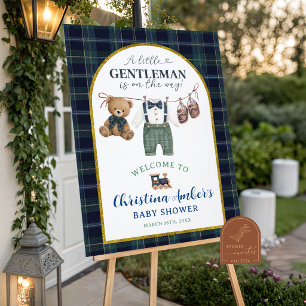 Preppy Luxury Gentleman Baby Shower Welcome Sign