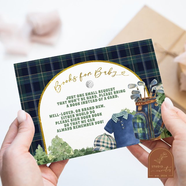 Preppy Luxury Golf Baby Shower Books for Baby Card (Creator Uploaded)