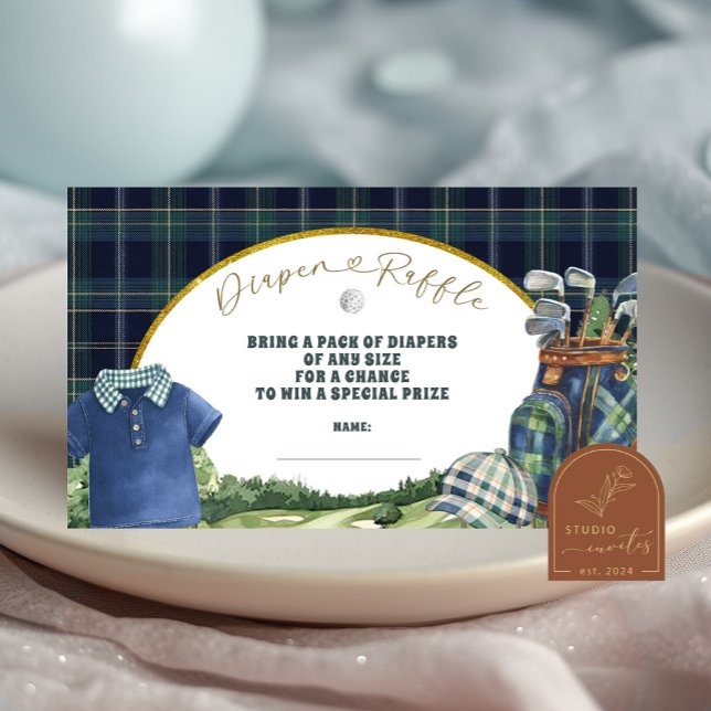 Preppy Luxury Golf Baby Shower Diaper Raffle Enclosure Card (Creator Uploaded)