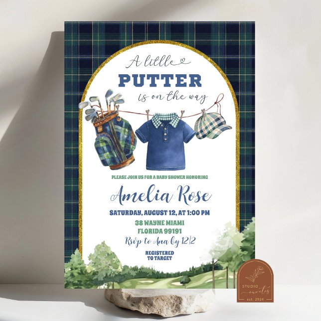 Preppy Luxury Golf Baby Shower Invitation (Creator Uploaded)