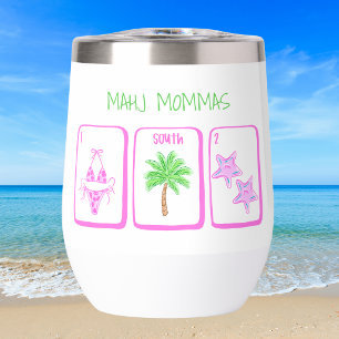 Preppy MAHJ MOMMAS Beach Mahjong Personalized Thermal Wine Tumbler