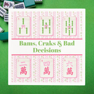 Preppy Mahjong Bams, Craks & Bad Decisions  Napkins