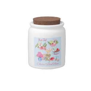 Preppy Mahjong Cocktails Blue Stripe Custom Candy Jar