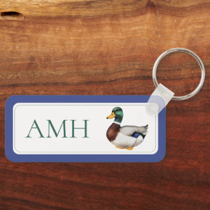 Preppy Mallard Duck Monogram Keychain