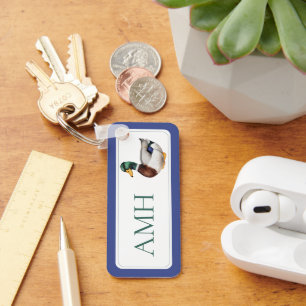 Preppy Mallard Duck Monogram Keychain