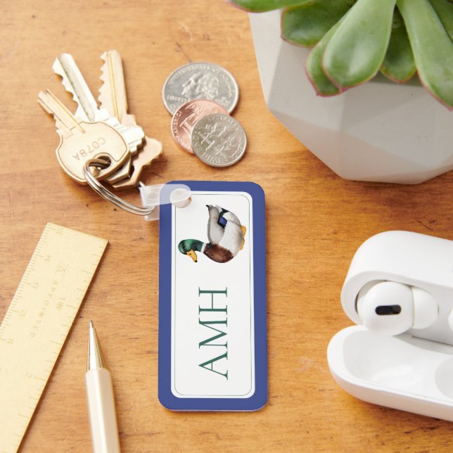 Preppy Mallard Duck Monogram Keychain (Desk)