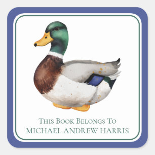 Preppy Mallard Duck Personalized Bookplate