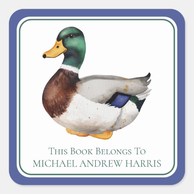 Preppy Mallard Duck Personalized Bookplate (Front)
