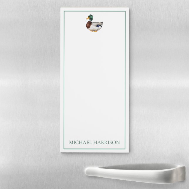 Preppy Mallard Duck Personalized Magnetic Notepad (In Situ)