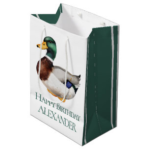 Preppy Mallard Duck Personalized Medium Gift Bag