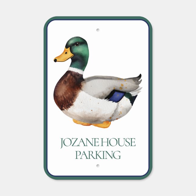 Preppy Mallard Duck Personalized Metal Sign (Front)