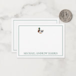 Preppy Mallard Duck Personalized Note Card