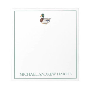 Preppy Mallard Duck Personalized Notepad