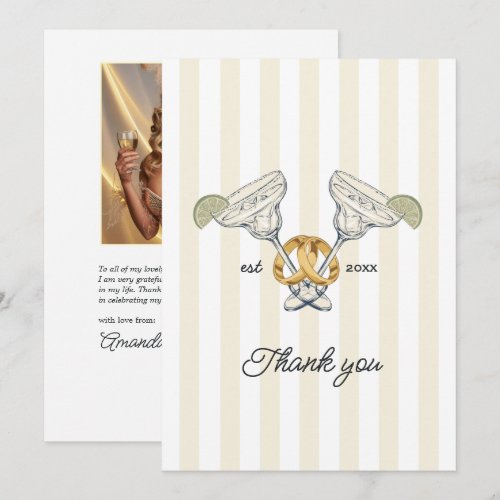 Preppy Margs &amp; Matrimony Bachelorette Bridal Photo Thank You Card