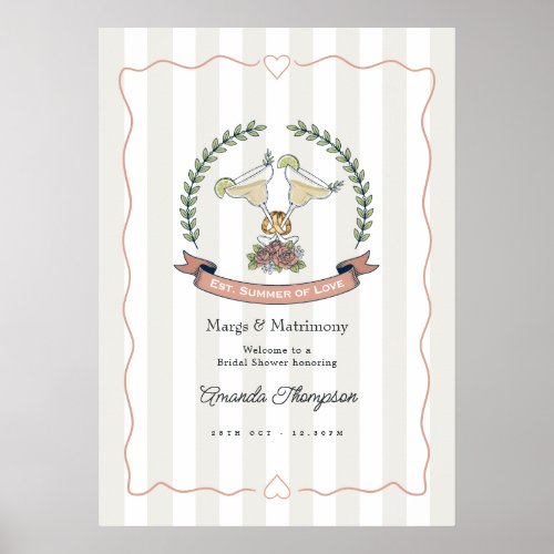 Preppy Margs &amp; Matrimony Bridal Shower Welcome Poster