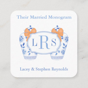 Preppy Married Monograms Fall Bridal Shower Enclosure Card