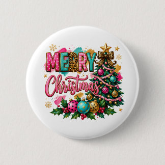 Preppy Merry Christmas Button