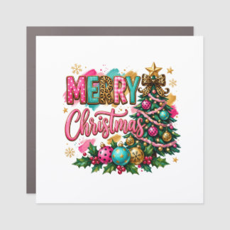 Preppy Merry Christmas Car Magnet