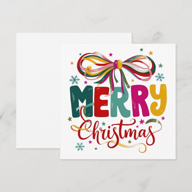 Preppy Merry Christmas Coquette Bow Xmas  Holiday Card (Front/Back)