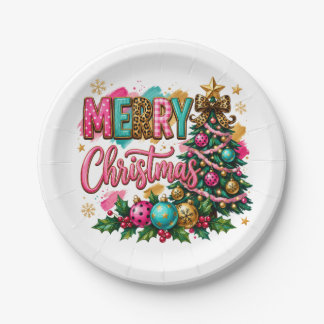 Preppy Merry Christmas Paper Plates