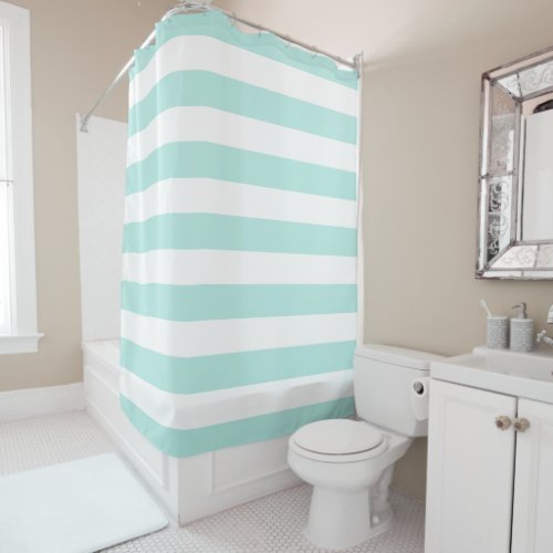 Preppy Mint and White Stripes Shower Curtain