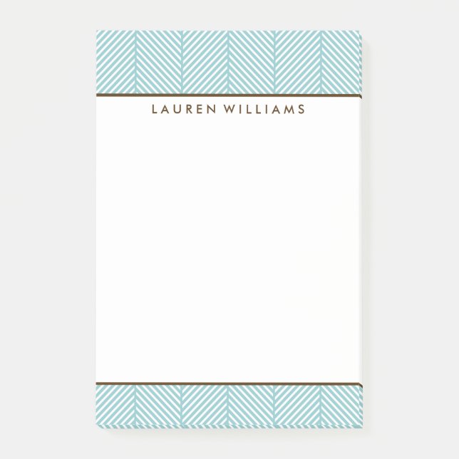 Preppy Mint Green Herringbone Pattern Post-it Notes (Front)