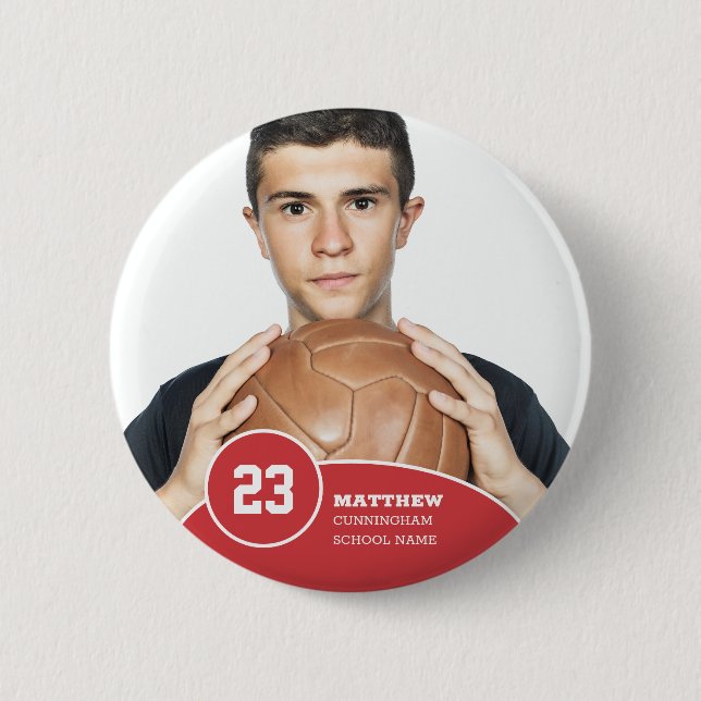 Preppy Modern Commemorate School Team Players Button (Front)