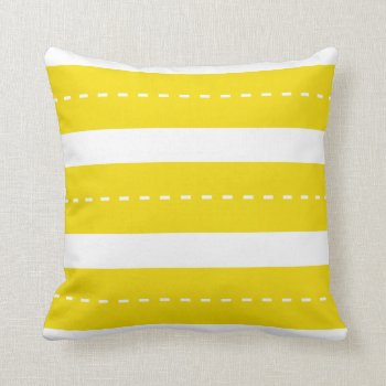 Preppy Modern Yellow White Stripes Throw Pillow by VintageDesignsShop at Zazzle