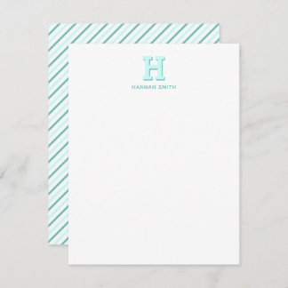 Preppy Monogram and Stripe Note Card