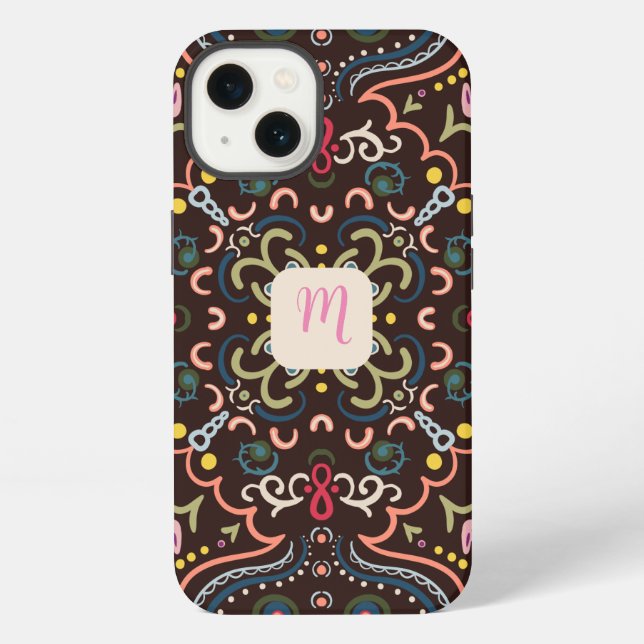Preppy Monogram & Colorful  Iphone Case (Back)