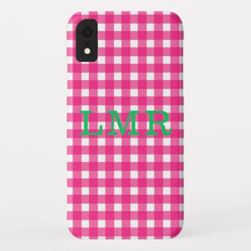 Preppy Monogram Gingham  IPhone XR Case