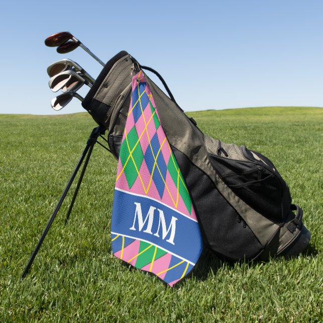 Preppy Monogram Initial  Golf Towel (Green)